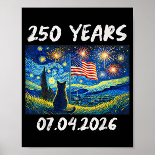 Poster 250 ans nuit étoilée chat 4 juillet 250e