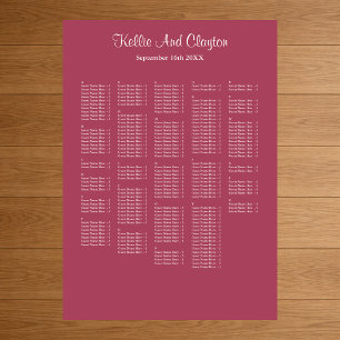 Poster 250+ Burgundy Simple Mariage Seating Chart