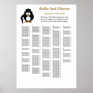 Poster 250 Funny Penguin Greeter Wedding Seating Chart