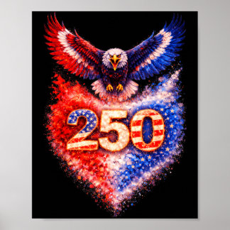 Poster 250e anniversaire 1776-2026 Drapeau américain 4 ju