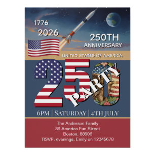 Poster 250e anniversaire États-Unis, drapeau américain / 