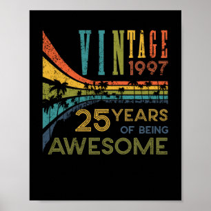Poster 25 ans Anniversaire Vintage 1997 25e anniversaire