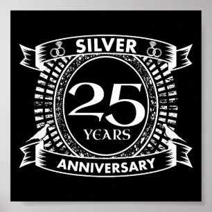 Poster 25e anniversaire du mariage argent crête
