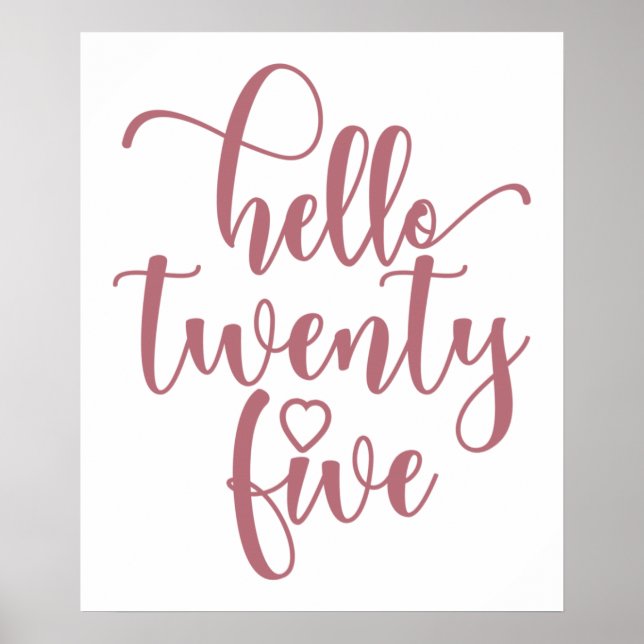 Poster 25e anniversaire femmes Bonjour 25 mignonne 25 ans (Devant)