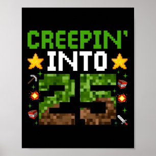 Poster 25e Anniversaire Joueur Pixel Creepin’ en 25 Vidéo