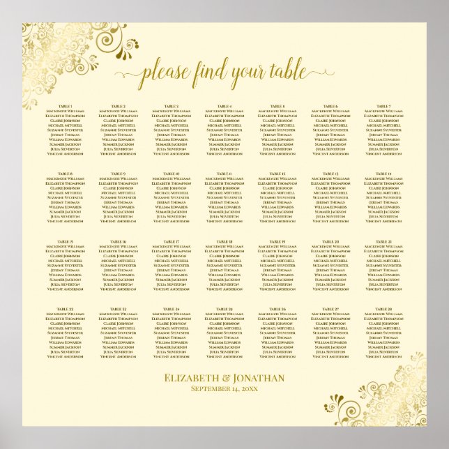 Poster 28 Mariage de table Plafond de crème et d'or (Devant)