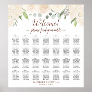 Poster 28 Table Champagne Blush Boho Floral Seating Chart