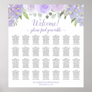 Poster 28 Table Plan de table de mariage floral lavande