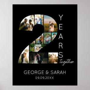 Poster 2 ans ensemble Photo Collage Anniversaire Mariage
