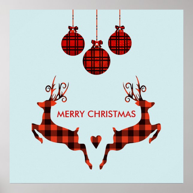 Poster 2 cerfs de Noël saut de style rustique (Devant)