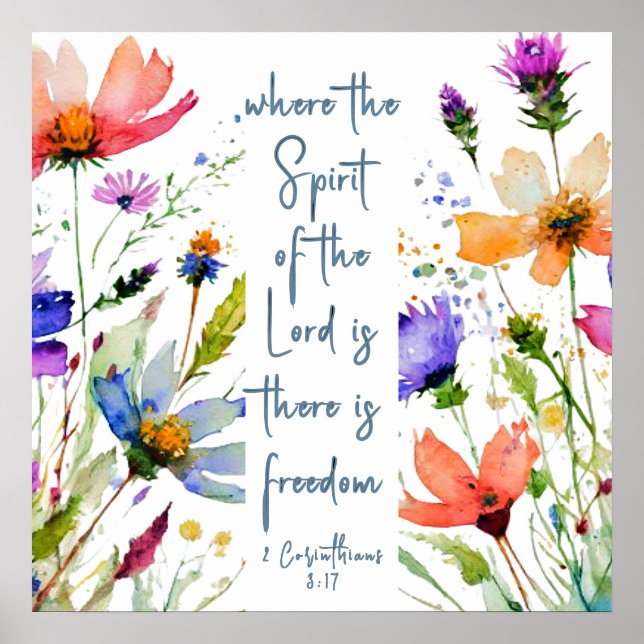 Poster 2 Corinthiens 3:17 Liberté Bible Verse (Devant)