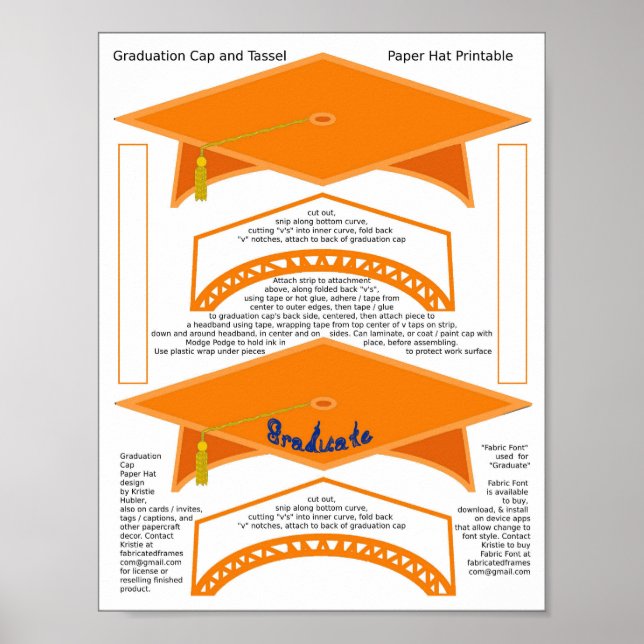 Poster 2 Diplôme Cap orange Papier Casquettes Diplômé Ble (Devant)