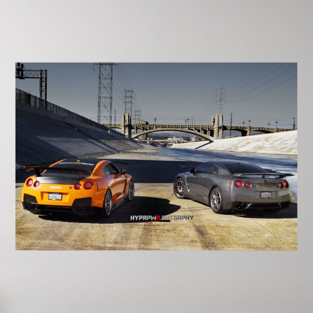 Poster 2 Nissan GT-R R35 dans le centre de Los Angeles (Devant)
