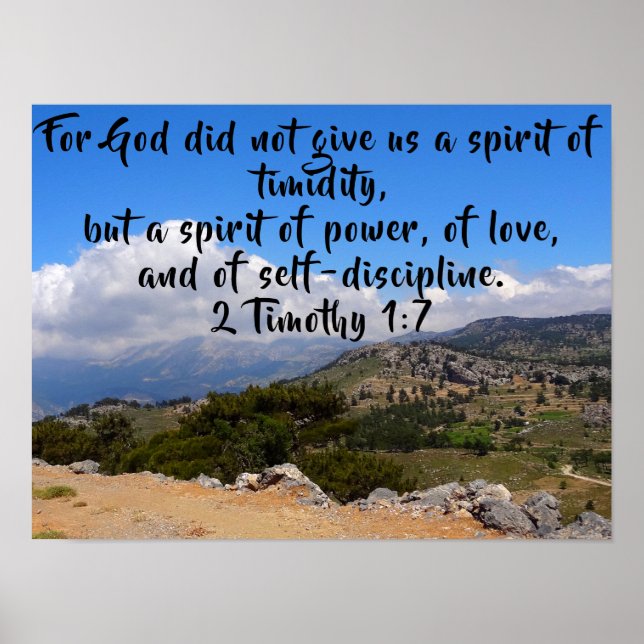 Poster 2 Timothée 1:7 Pittoresque Verse de la Bible (Devant)