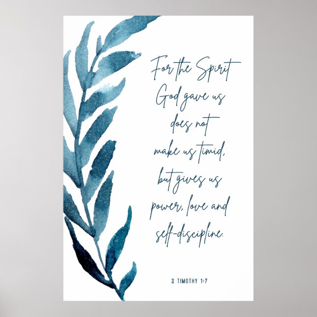Poster 2 Timothée 1:7, Verset Bible Imprimer, Décor (Devant)