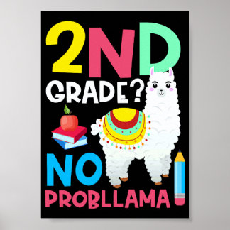 Poster 2e année pas de problème lama humour professeur de