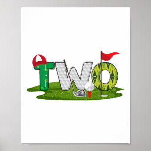 Poster 2e Anniversaire Golf Thème 2 ans Enfants Sport Par