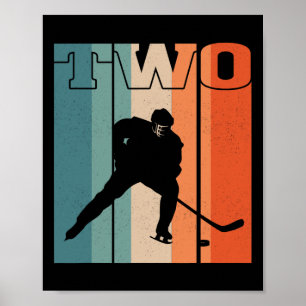 Poster 2e anniversaire Retro Hockey sur glace 2 ans Garço