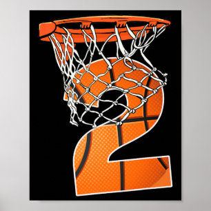 Poster 2e Anniversaire Sport 2 Ans Basketball 2 Garçons K