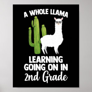 Poster 2e Grade Teacher Kids Back To School Llam