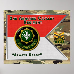 Poster 2e Régiment de cavalerie blindée "toujours prêt"