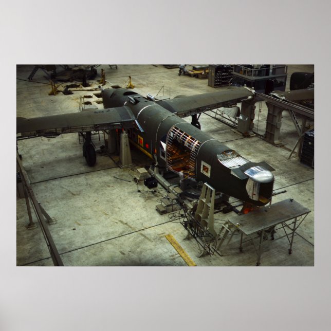 Poster 2ÈME GUERRE MONDIALE Airplane Factory, années 1940 (Devant)