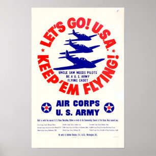 Poster 2ÈME GUERRE MONDIALE, allons-y ! U.S.A. Continuez