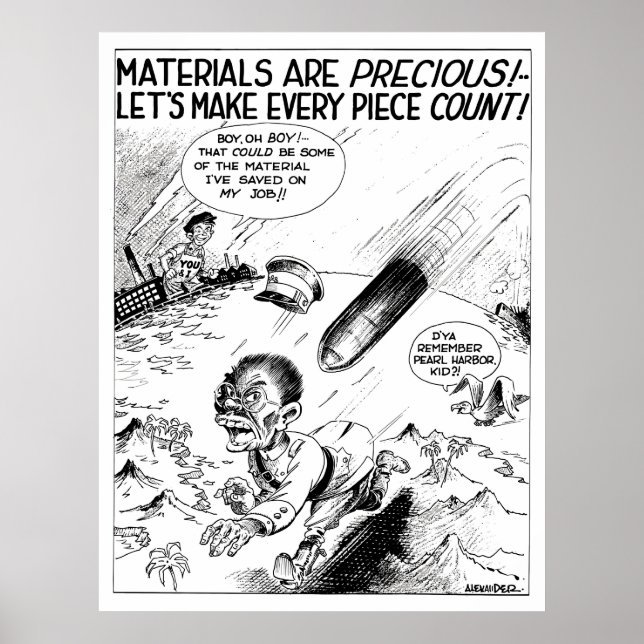 Poster 2ÈME GUERRE MONDIALE — Dessin sur la conservation  (Devant)