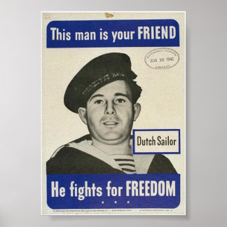 Poster 2ÈME GUERRE MONDIALE Dutch Sailor a l'air DRUNK !