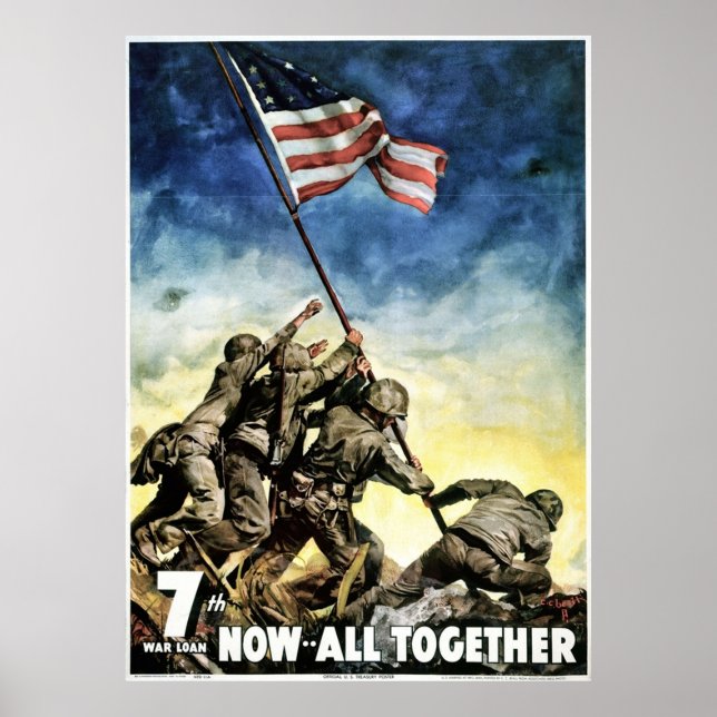 Poster 2ÈME GUERRE MONDIALE Propaganda USA drapeau de la  (Devant)