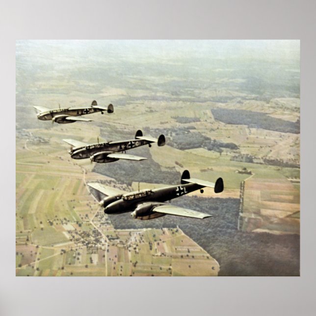 Poster 2ÈME GUERRE MONDIALE Trois Messerschmitt ME-110 (Devant)