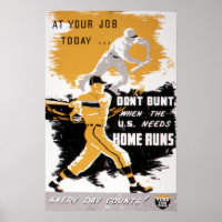 2ÈME GUERRE MONDIALE vintages "Don't Bunt" Basebal