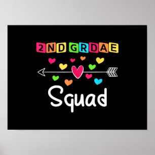 Poster 2nd grade Teacher Shirts School Team Second Grade