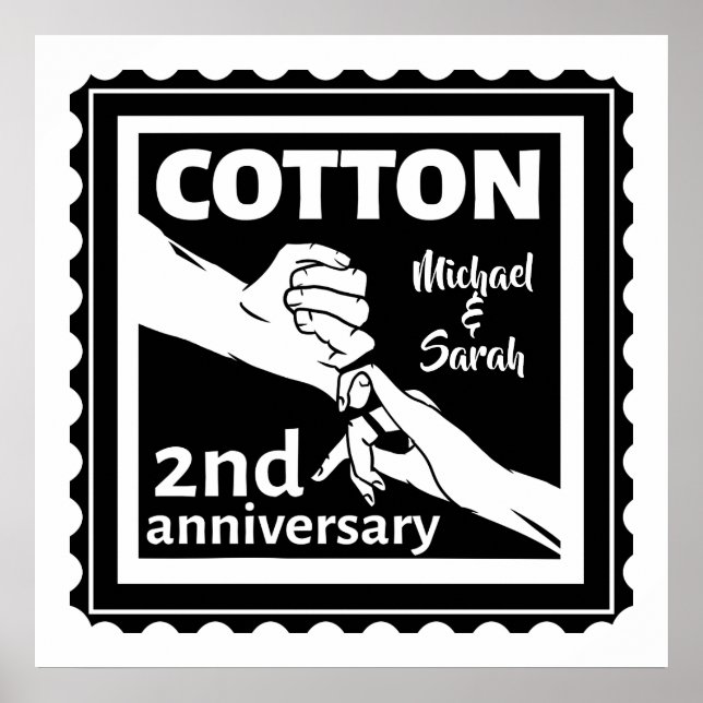 Poster 2nd Wedding anniversary Holding hands (Devant)