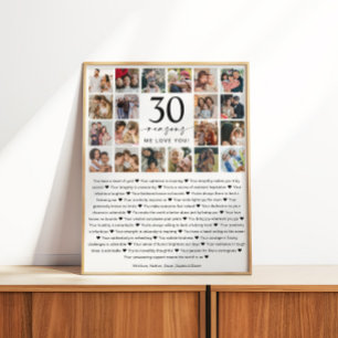 Poster 30 Raisons Nous Vous Aimons Photo Collage Keepsaké