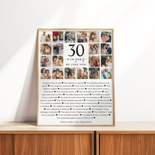 Poster 30 Raisons Nous Vous Aimons Photo Collage Keepsaké (Créateur téléchargé)