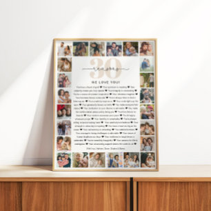 Poster 30 raisons pour lesquelles on t'aime Collage de ph