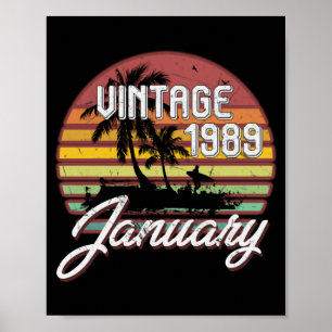 Poster 30e anniversaire Cadeaux Retro Vintage janvier 198