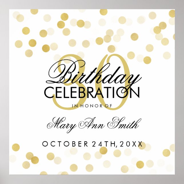 Poster 30e anniversaire Faux Gold Foil Parties scintillan (Devant)