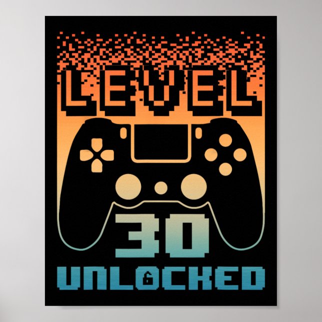 Poster 30e Anniversaire Pour Homme Niveau 30 Jeu Déverrou (Devant)