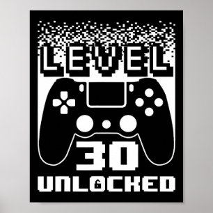 Poster 30e Anniversaire Pour Homme Niveau 30 Jeu Déverrou