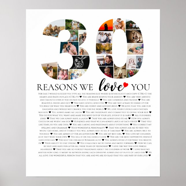 Poster 30e anniversaire raisons pour lesquelles nous vous (Devant)