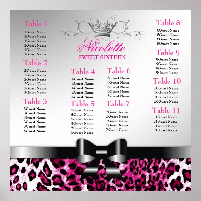 Poster 311 Bowlicious Chaud rose Leopard Seating Chart (Devant)