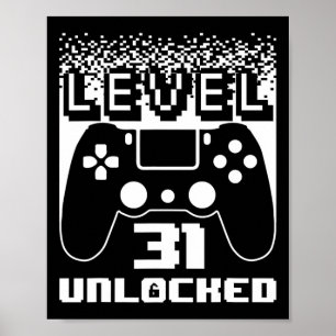 Poster 31e Anniversaire Pour Homme Niveau 31 Jeu Déverrou