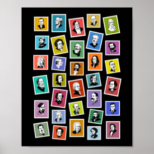 Poster 32 portraits graphiques des plus grands compositeu