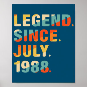 Poster 34e anniversaire Cadeaux 34 ans légende depuis
