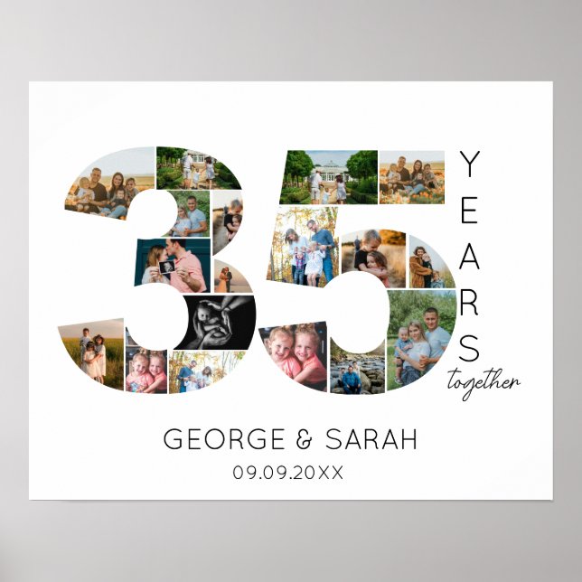 Poster 35 ans de mariage photo Collage Anniversaire Maria (Devant)