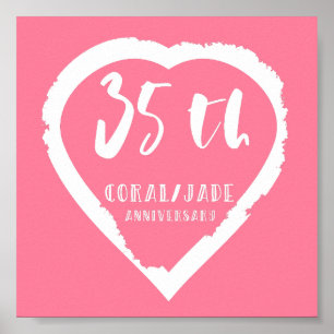 Poster 35e anniversaire du mariage jade de corail traditi