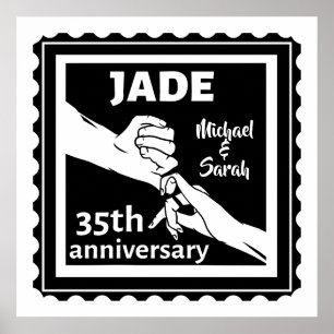 Poster 35e anniversaire du mariage tenant la main