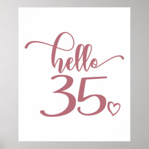 Poster 35e anniversaire femmes Bonjour 35 mignonne 35 ans